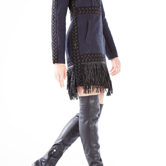 BCBG MAXAZRIA RUNWAY KAYDAN DRESS DEEP NAVY $898 - Picture 4 of 9